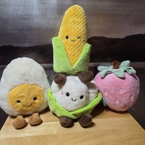 Cute Plush Toy Set - Egg, Corn,  and Strawberry